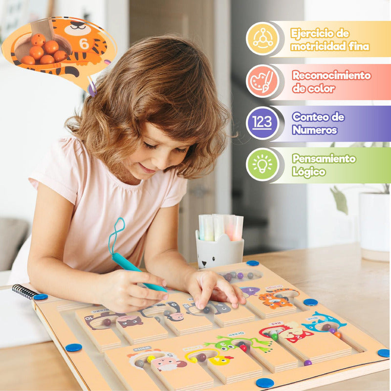 Laberinto Magnético De Colores Y Números Juego Montessori  Azul